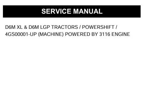 CAT D6M XL LGP 3116 Engine Service Repair Manual