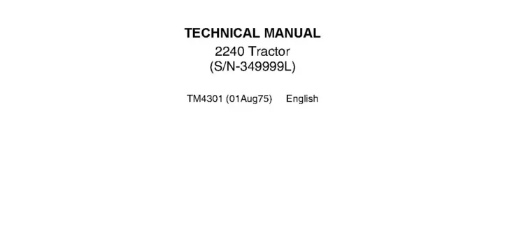 John Deere 2240 Utility Tractors Technical Service Manual TM4301