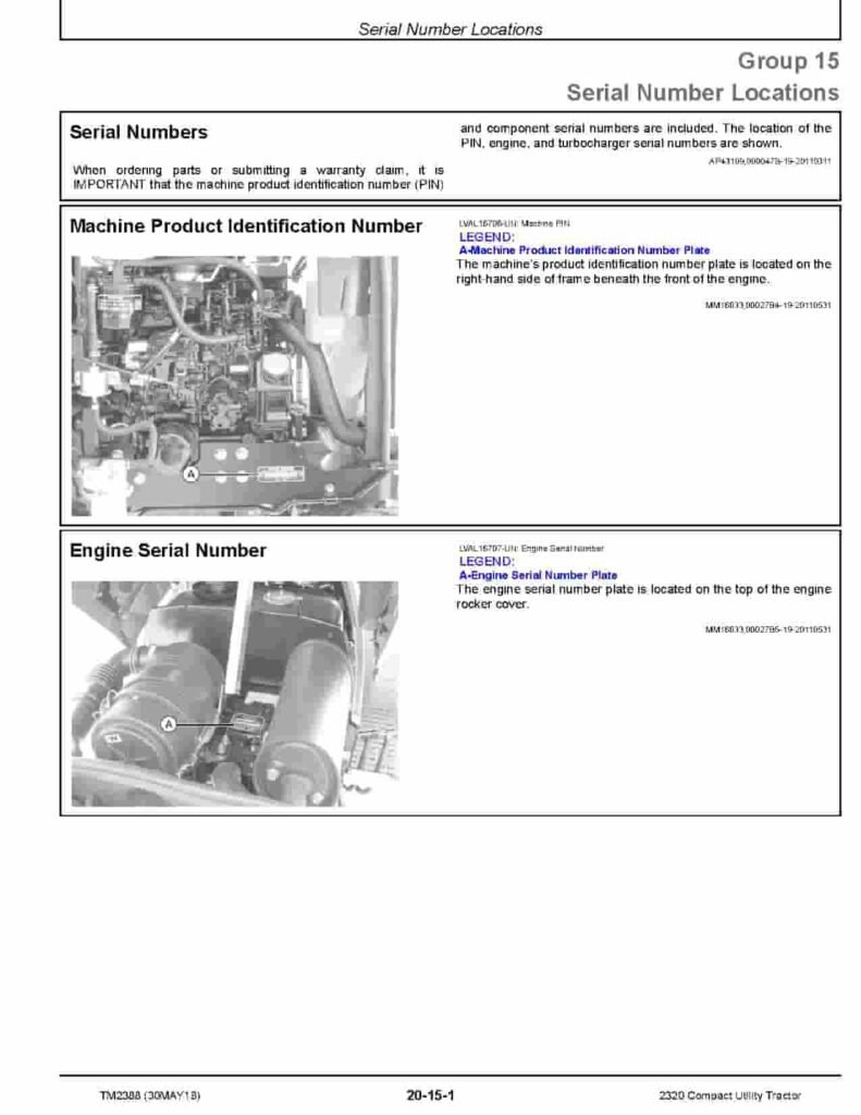 John Deere 2320 Compact Utility Tractor Diagnostic and Repair Technical Manual TM2388