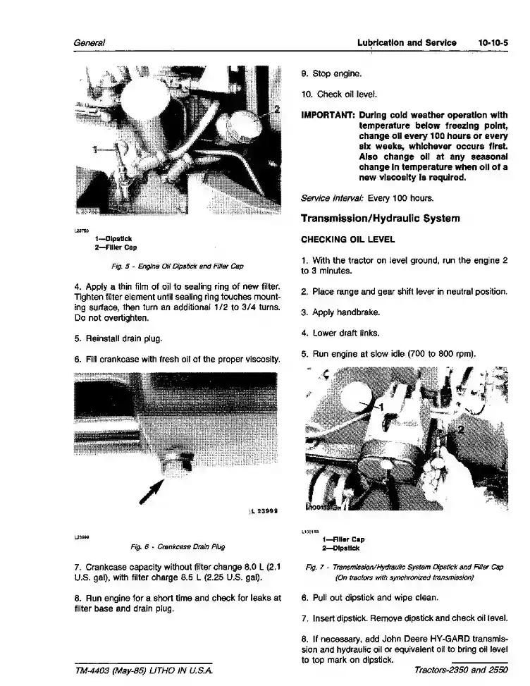 John Deere 2350 and 2550 Utility Tractors John Deere 2350 and 2550 Utility Tractors Technical Manual TM4403