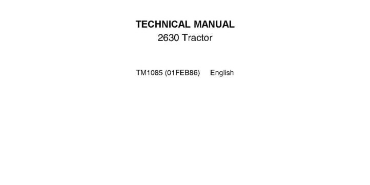 John Deere 2630 John Deere 2630 Utility Tractors Technical Manual TM1085