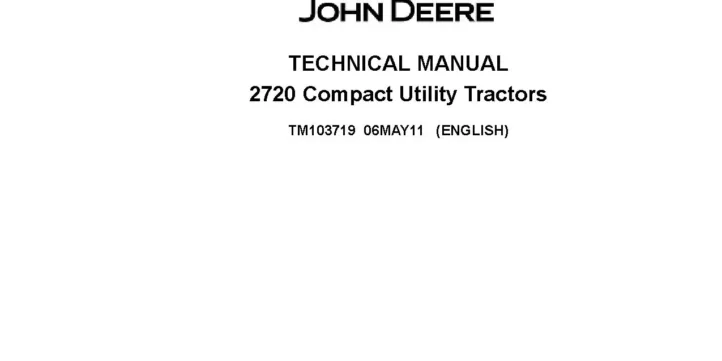 John Deere 2720 John Deere 2720 Compact Utility Tractors Technical Manual TM103719