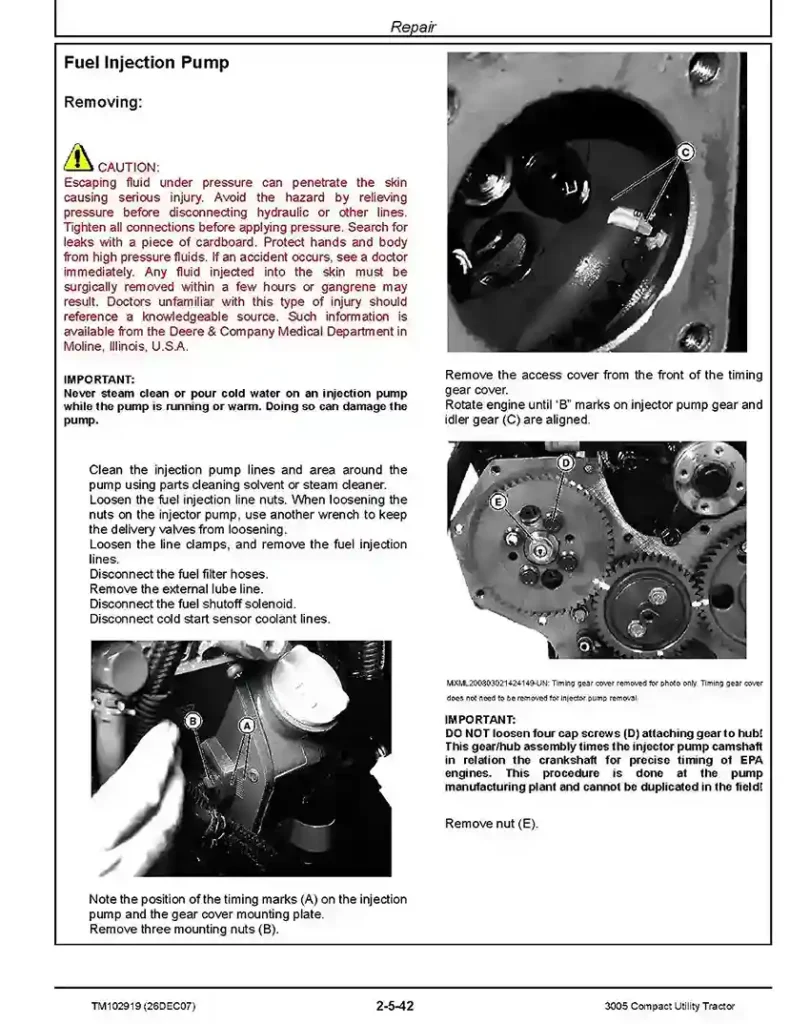 John Deere 3005 (SN. from 000101) Compact Utility Tractors Technical Manual TM102919