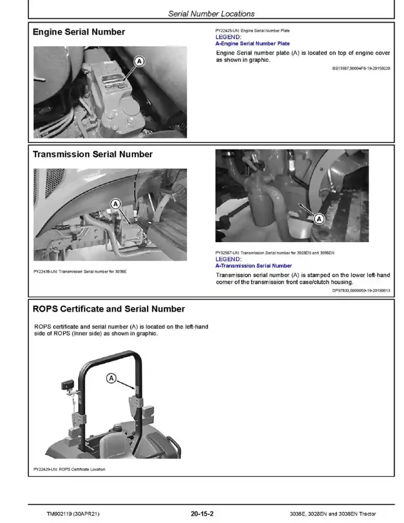 John Deere 3028EN 3036E and 3036EN John Deere 3028EN 3036E and 3036EN Tractors Repair Manual TM902119