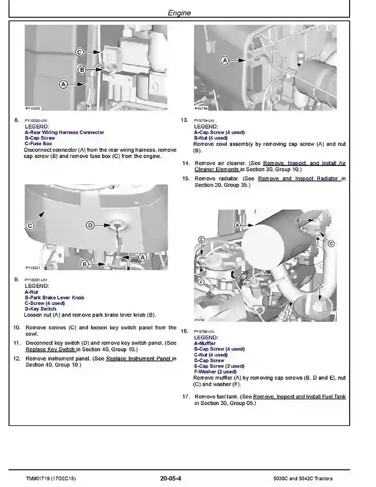 John Deere 5036C and 5042C Tractors (Export Edition) Technical Manual TM901719