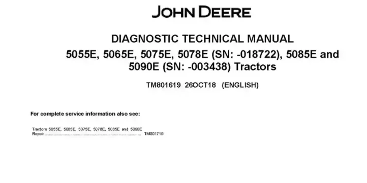 John Deere 5055E 5065E 5075E 5078E 5085E 5090E Tractors Diagnostic Manual TM801619