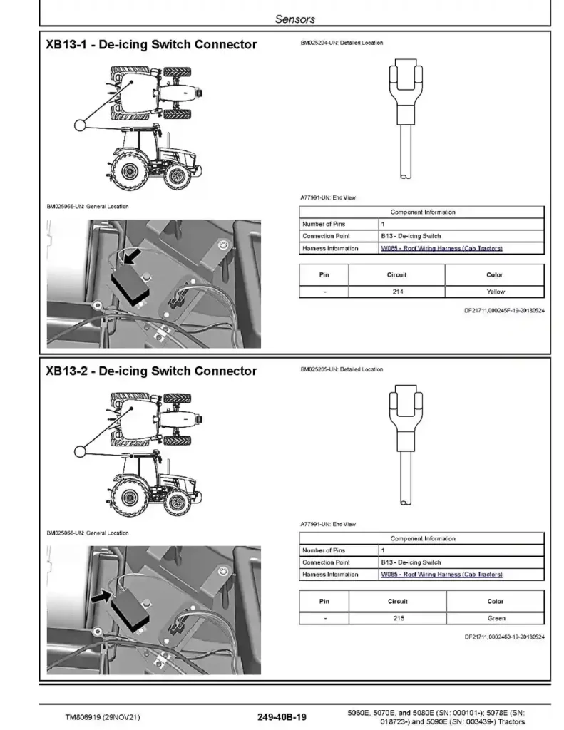 John Deere 5060E John Deere 5060E 5070E 5080E (SN.from 000101) 5078E (SN.from 018723) 5090E (SN.from 003439) Tractors Diagnostic Manual TM806919