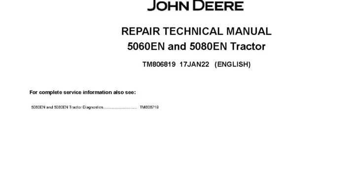 John Deere 5060EN 5080EN Tractors South America Repair Manual TM806819