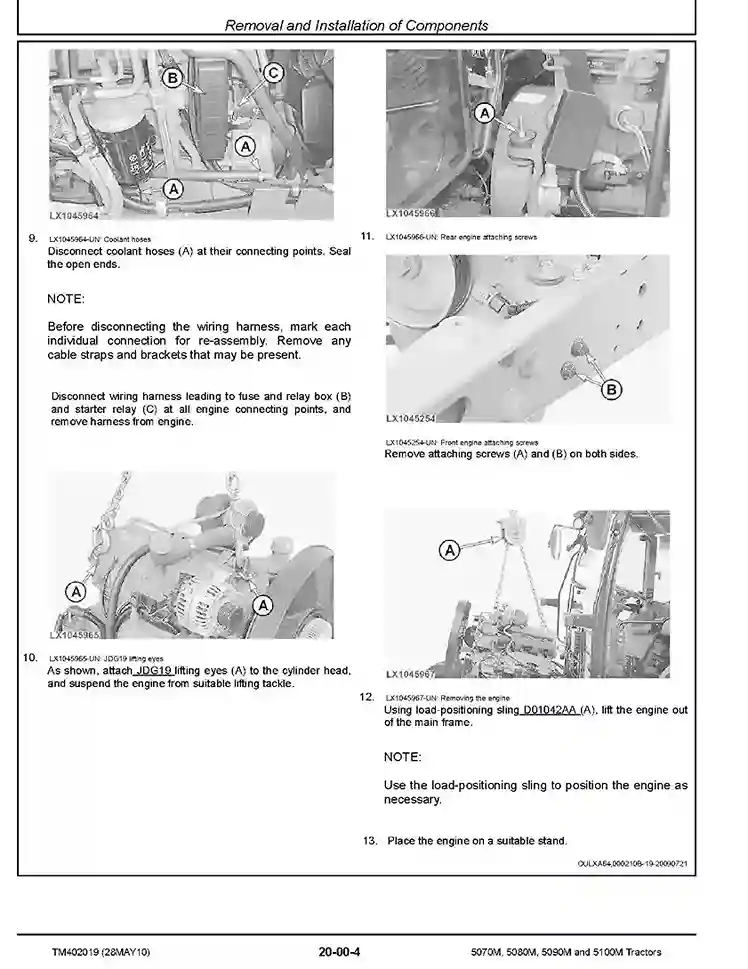 John Deere 5070M 5080M 5090M 5100M Tractors Repair Manual TM402019
