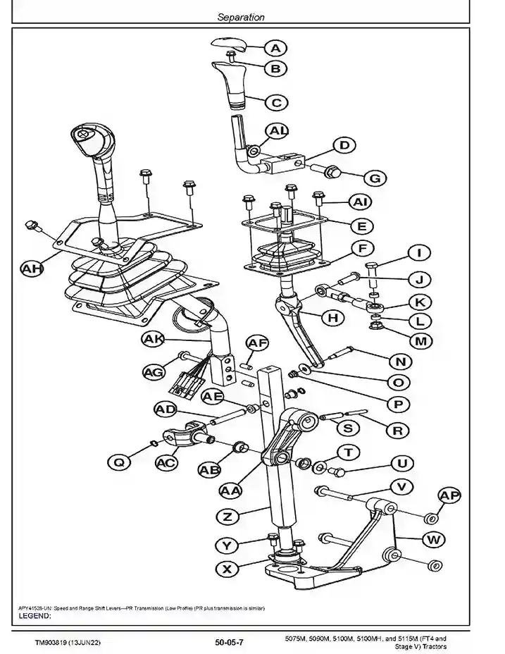 John Deere 5075M, 5090M, 5100M, 5100MH and 5115M FT4 and Stage V Tractors (Export Edition) Repair Manual TM903819