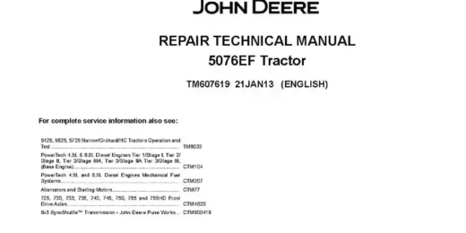 John Deere 5076EF Tractors Repair Manual TM607619