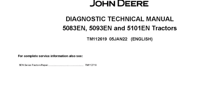 John Deere 5083EN John Deere 5083EN, 5093EN and 5101EN T2/S2 and T3/S3A Tractors Diagnostic Manual TM112619