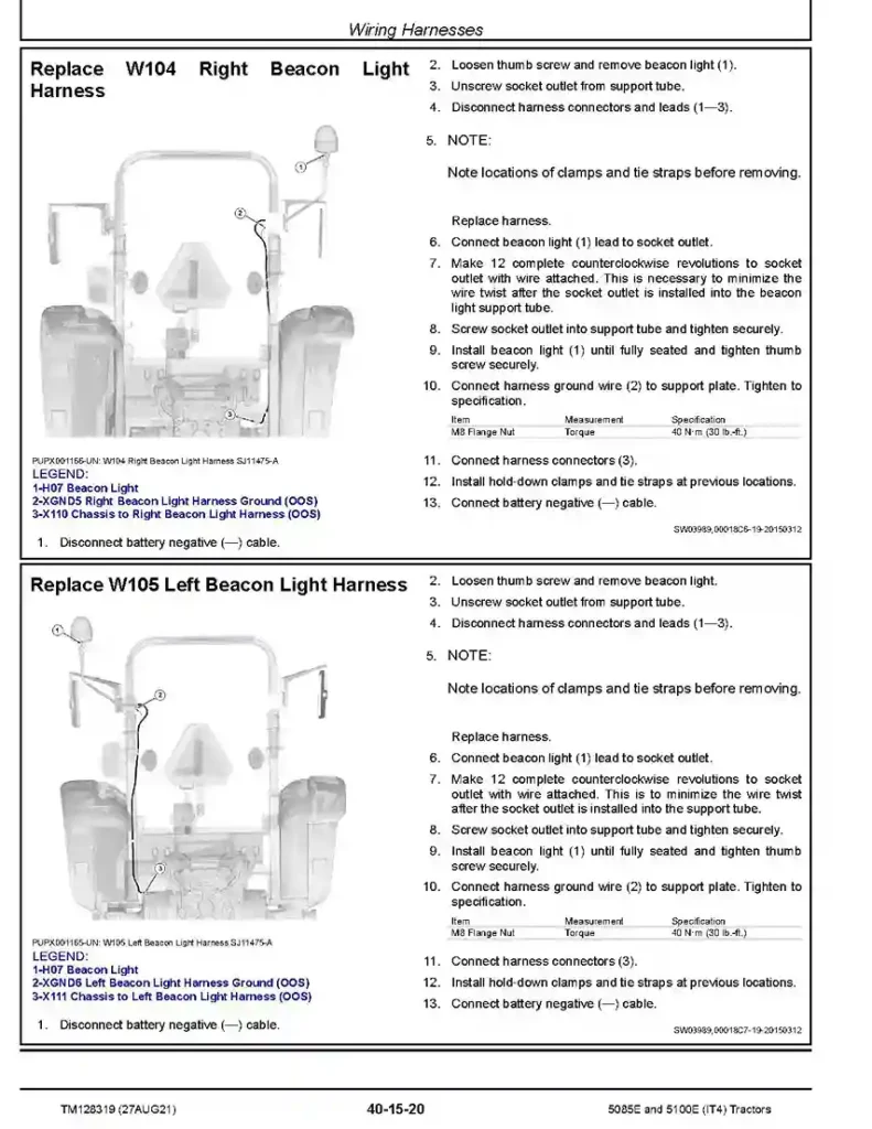 John Deere 5085E and 5100E iT4 Tractors Repair Manual TM128319