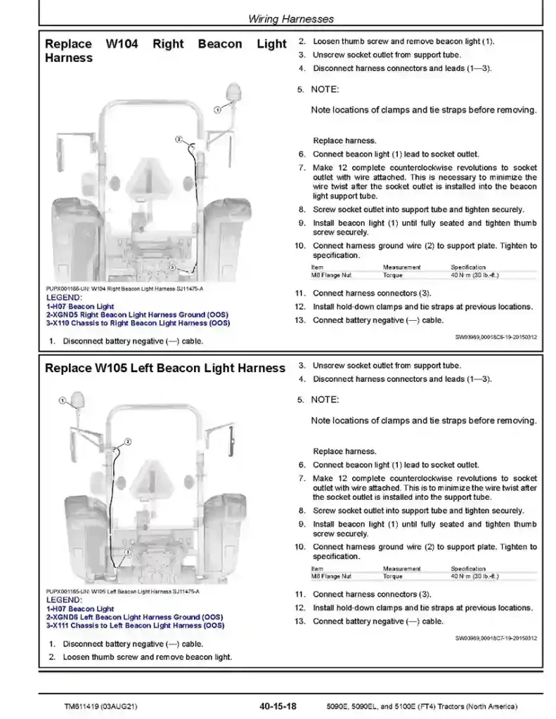 John Deere 5090E 5090EL John Deere 5090E 5090EL 5100E FT4 Tractors Repair Manual TM611419