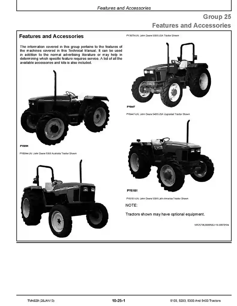 John Deere 5103 5203 5303 5403 Tractors Technical Manual TM4829 John Deere 5103 5203 5303 5403 Tractors Technical Manual TM4829