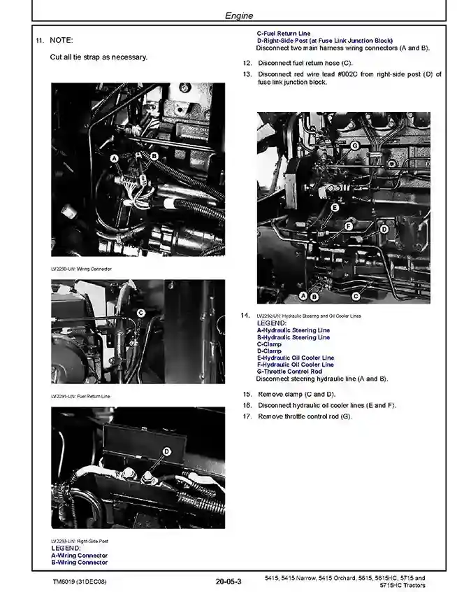 John Deere 5415 5415 Narrow 5415 Orchard 5615 5615HC 5715 5715HC Tractors Technical Manual TM6019