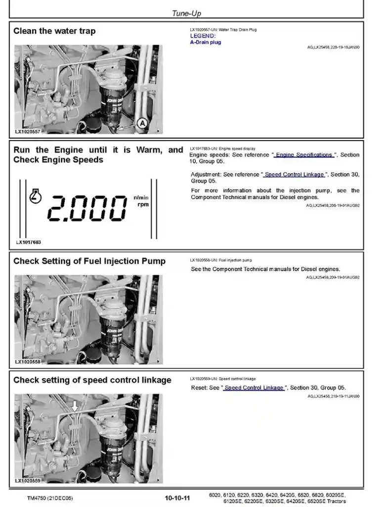 John Deere 6020 John Deere 6020 6020SE 6120 6120SE 6220 6220SE 6320 6320SE 6420 6420S 6420SE 6520 6520SE 6620 Tractors Repair Manual TM4750