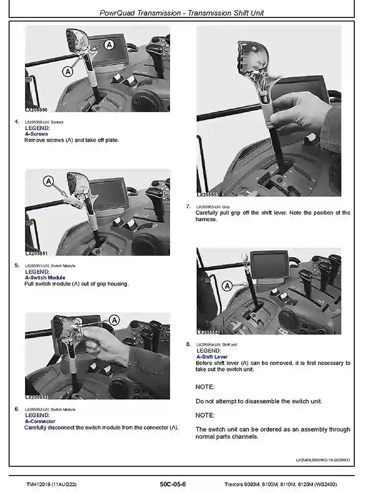 John Deere 6090M John Deere 6090M 6100M 6110M 6120M WB2400 Tractors Repair Manual TM412019