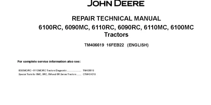 John Deere 6090MC-6110RC Tractors Repair Manual TM406619