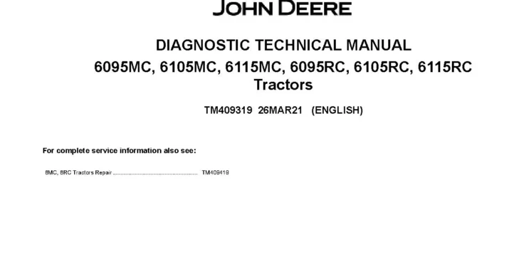 John Deere 6095MC-6115RC Tractors Diagnostic Manual TM409319
