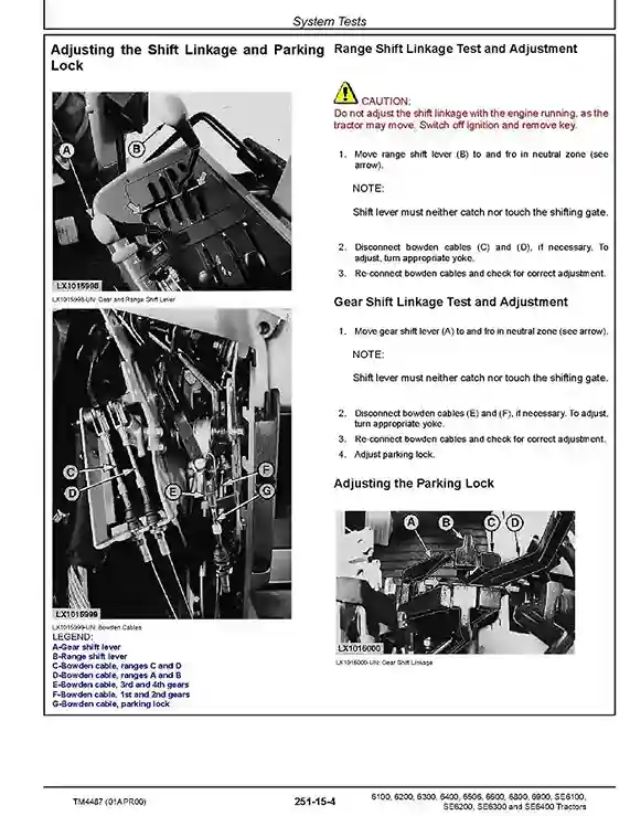 John Deere 6100 6100SE 6200 6200SE 6300 6300SE 6400 6400SE 6506 6600 6800 6900 Tractors Operation and Test Manual TM4487