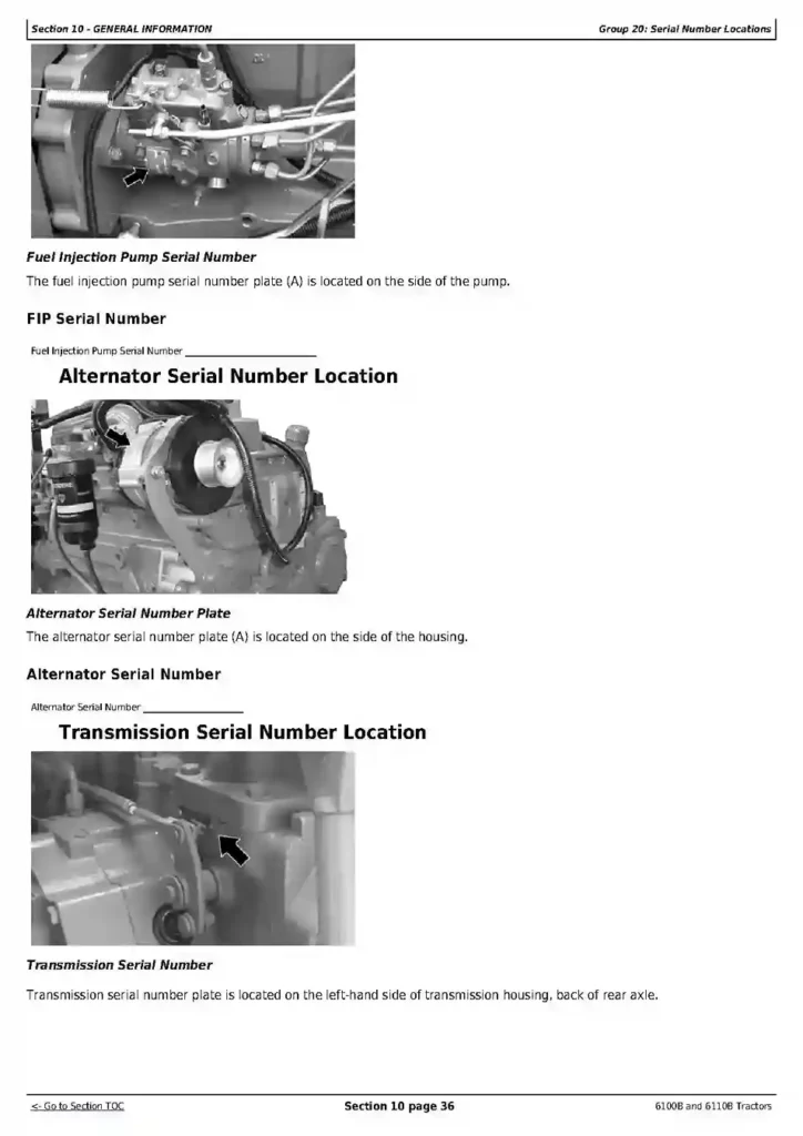 John Deere 6100B 6110B Tractors Repair Manual TM700019