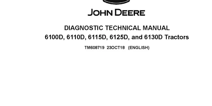 John Deere 6100D 6110D 6115D 6125D 6130D T0-T3/S3A Tractors Diagnostic Manual TM608719 John Deere 6100D 6110D 6115D 6125D 6130D T0-T3/S3A Tractors Diagnostic Manual TM608719