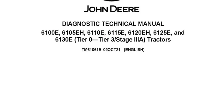 John Deere 6100E 6105EH 6110E 6115E 6120EH 6125E 6130E Tractors Diagnostic Manual TM610619