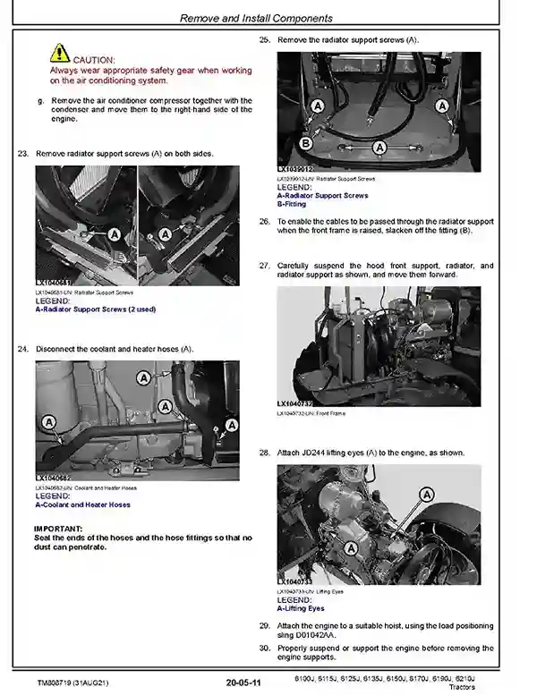 John Deere 6100J 6115J 6125J 6135J 6150J 6170J 6190J 6210J Tractors Repair Manual TM808719