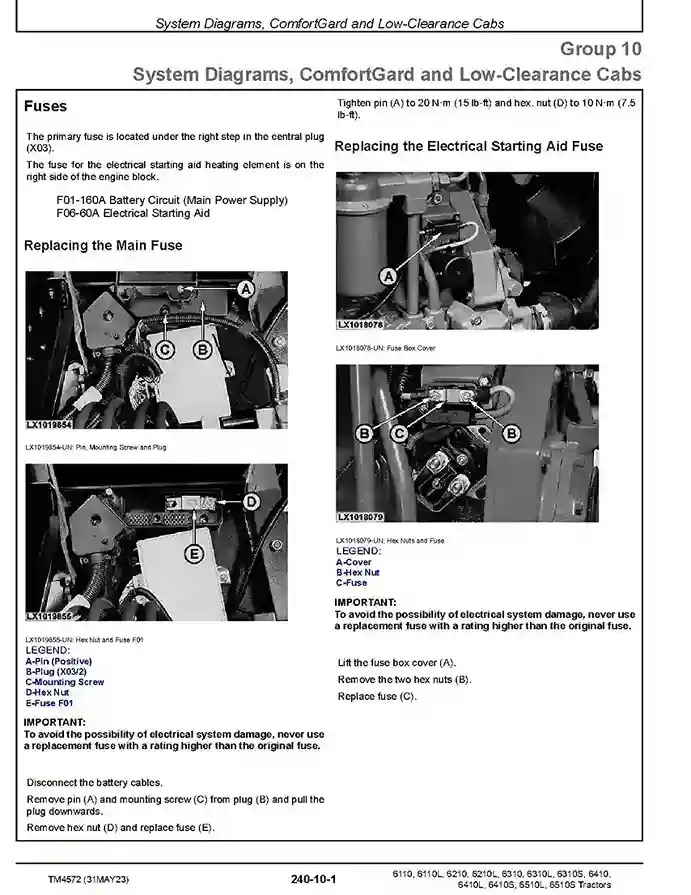 John Deere 6110 6110L 6210 6210L 6310 6310L 6310S 6410 6410L 6410S 6510L 6510S Tractors Operation and Test Manual TM4572