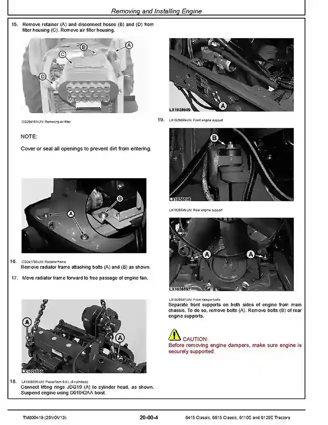 John Deere 6110E John Deere 6110E 6125E 6415 6615 Classic Tractors Repair Manual TM800419