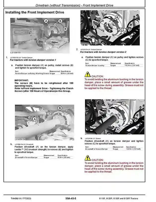 John Deere 6110R-6135R Tractors Repair Manual TM406819