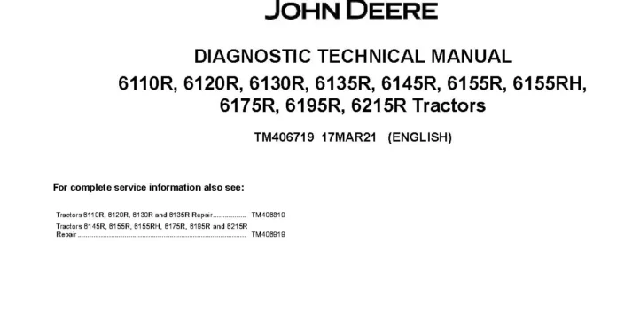 John Deere 6110R John Deere 6110R-6215R Tractors Diagnostic Manual TM406719