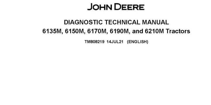 John Deere 6135M 6150M 6170M 6190M 6210M Tractors Diagnostic Manual TM808219