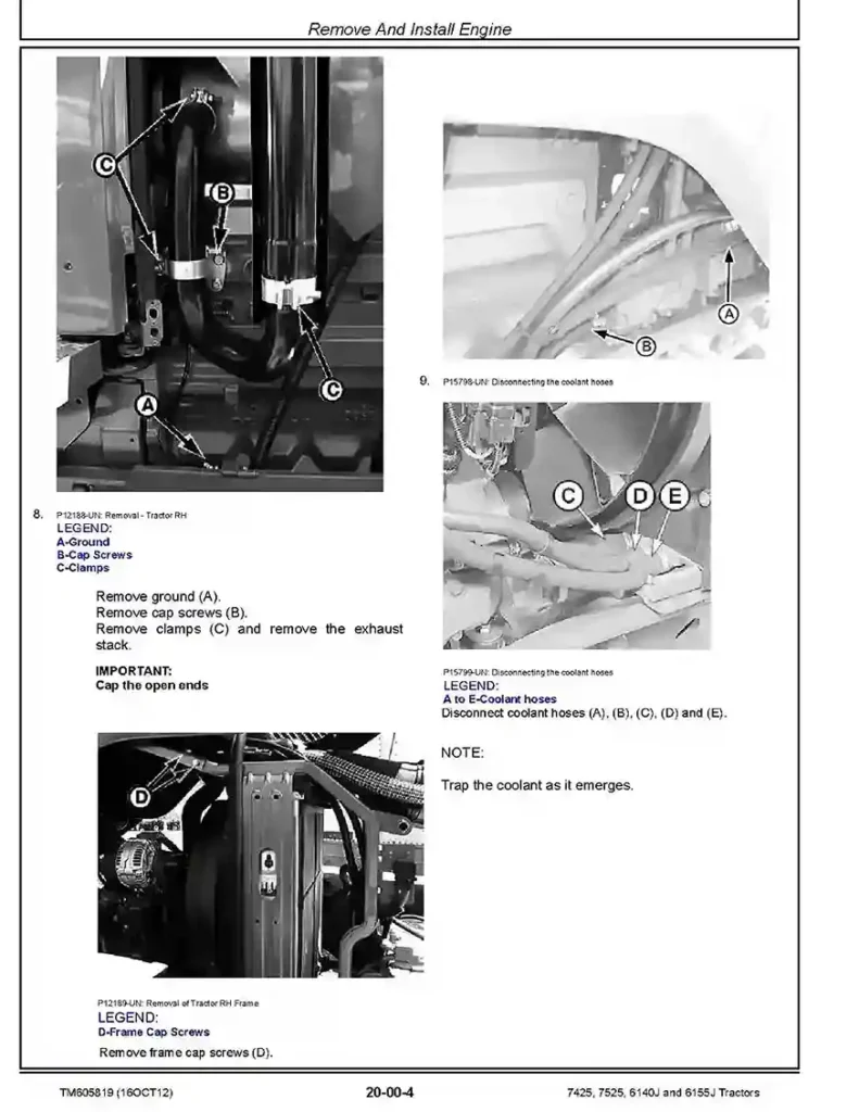 John Deere 6140J John Deere 6140J 6155J 7425 7525 Tractors Repair Manual TM605819