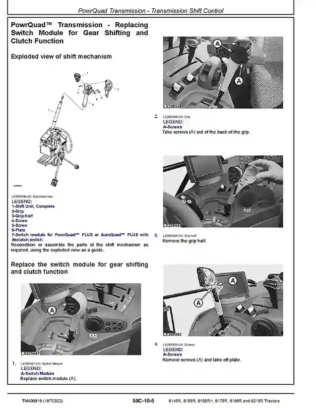 John Deere 6145R-6215R Tractors Repair Manual TM406919