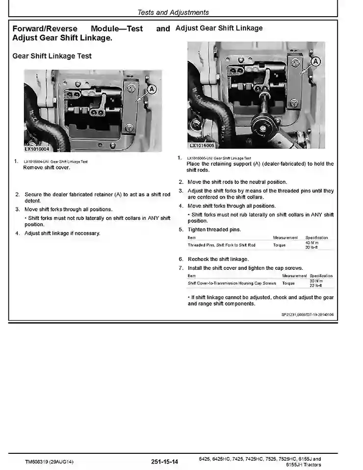 John Deere 6155J 6155JH 6425 6425HC 7425 7425HC 7525 7525HC Tractors Operation and Test Manual TM608319