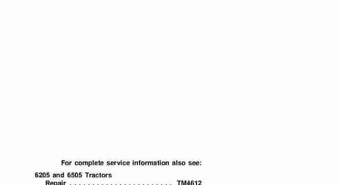 John Deere 6205 John Deere 6205 6505 Tractors Operation and Test Manual TM4608