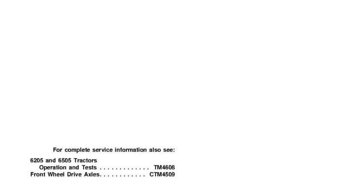 John Deere 6205 6505 John Deere 6205 6505 Tractors Repair Manual TM4612