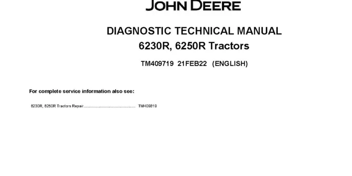 John Deere 6230R John Deere 6230R 6250R Tractors Diagnostic Manual TM409719