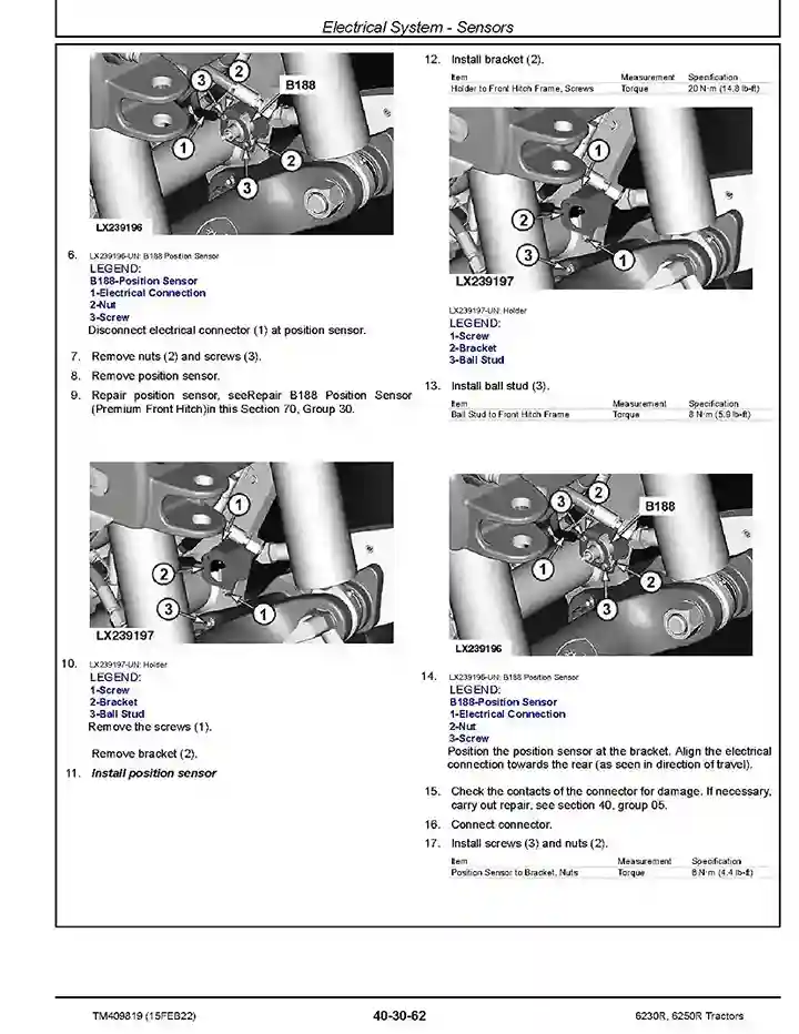 John Deere 6230R 6250R Tractors Repair Manual TM409819