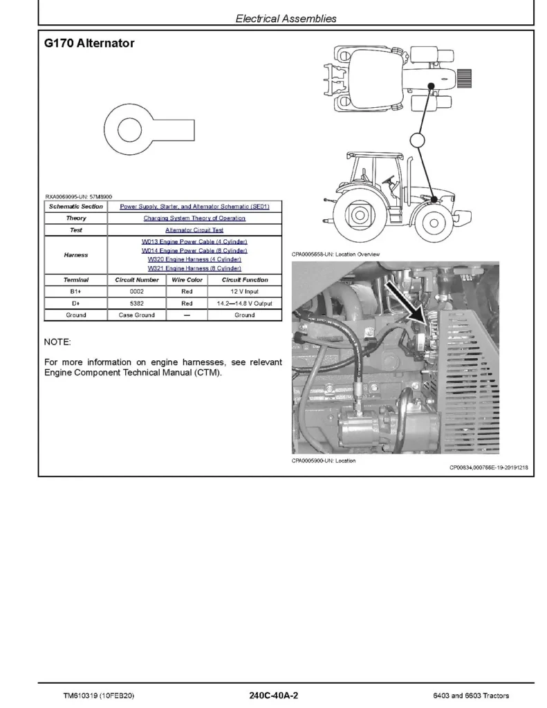 John Deere 6403 6603 Tractors Diagnostic Manual TM610319