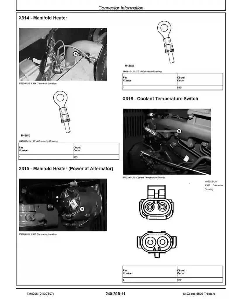 John Deere 6403 6603 Tractors Operation and Test Manual TM6025