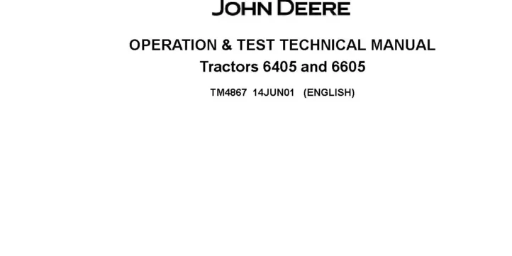 John Deere 6405 6605 Tractors Operation and Test Manual TM4867