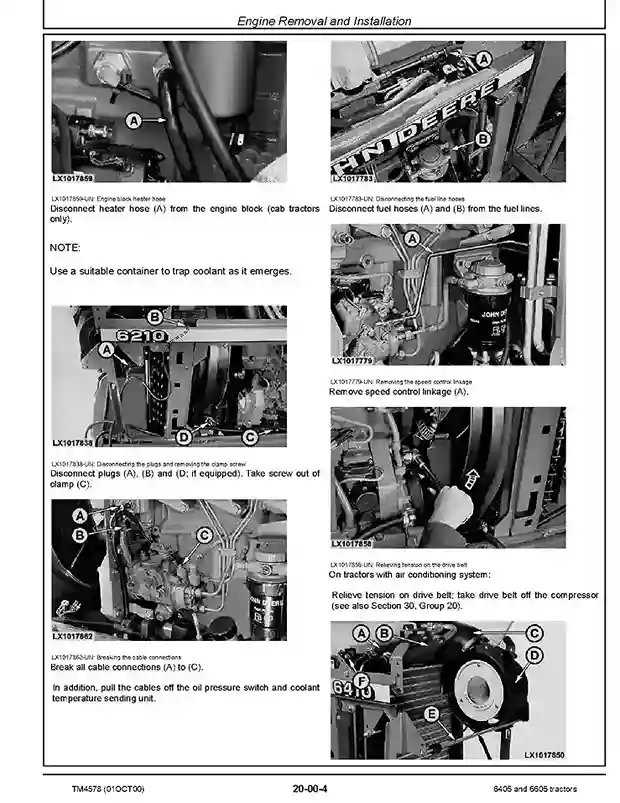 John Deere 6405 6605 Tractors Repair Manual TM4578