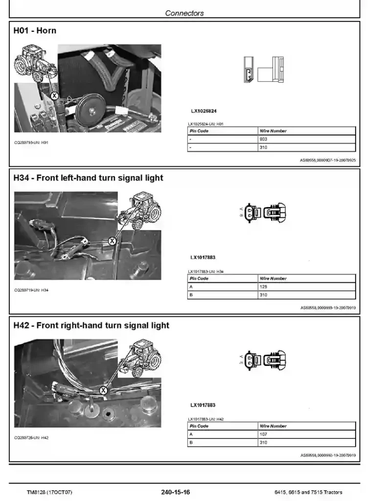 John Deere 6415 6615 7515 Tractors Diagnostic Manual TM8128