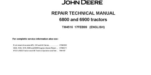 John Deere 6800 6900 Tractors Repair Manual TM4516