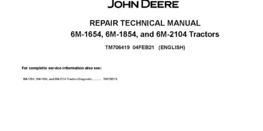 John Deere 6M-1654 6M-1854 6M-2104 Tractors Repair Manual TM706419