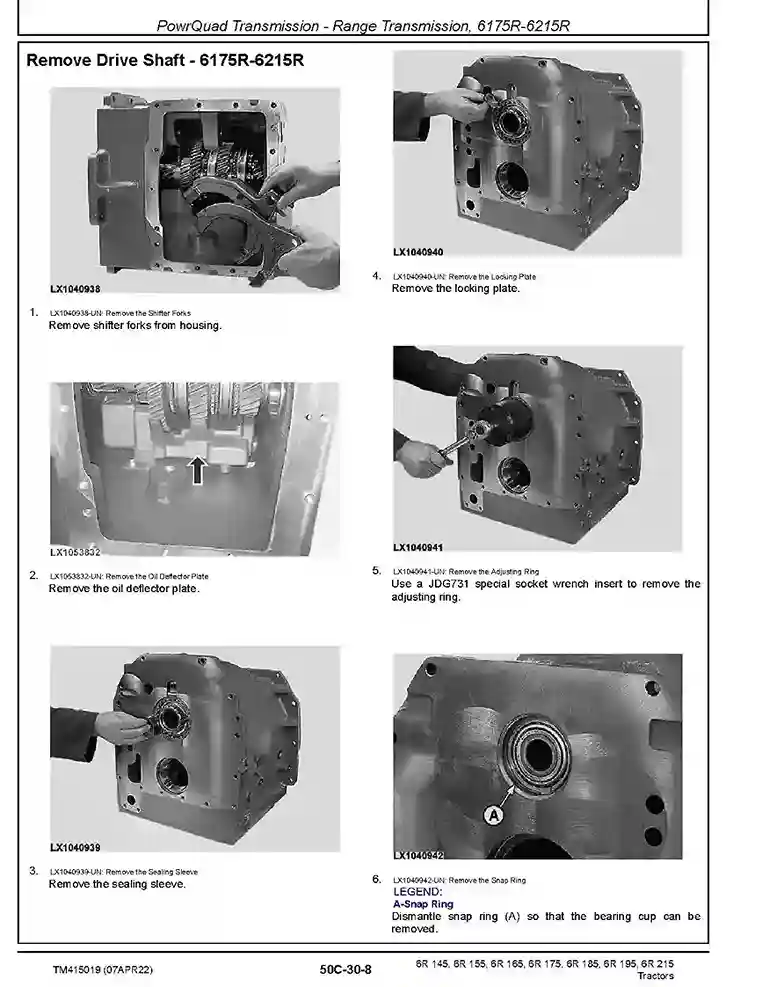John Deere 6R 145 6R 155 6R 165 6R 175 6R 185 6R 195 6R 215 Tractors Repair Manual TM415019