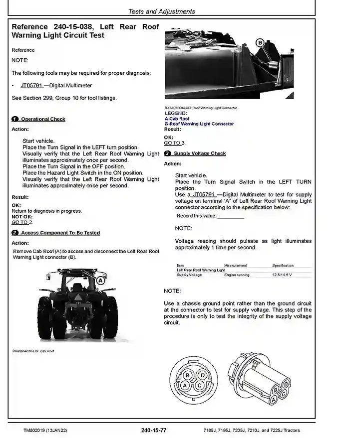 John Deere 7185J 7195J 7205J 7210J 7225J Tractors Diagnostic Manual TM802019